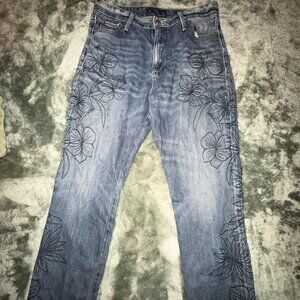 Lucky Brand Floral Blue Denim Jeans – Size 6 / 28 -- Fits like a 0/2